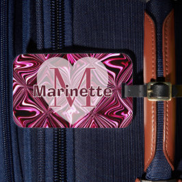 Persoonlijke Midnight Roze Marmer Geometrisch Patr Bagagelabel
