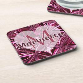 Persoonlijke Midnight Roze Marmer Geometrisch Patr Bier Onderzetter
