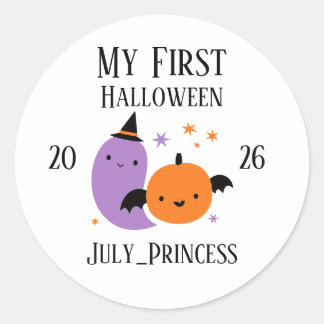 Persoonlijke Mijn Eerste Halloween-versiering Ronde Sticker