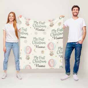 Persoonlijke 'Mijn Eerste Kerstmis' Naam Erfstuk Fleece Deken