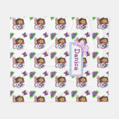 Persoonlijke milt en onicorn met Bow Paars Fleece Deken (Voorkant (Horizontaal))