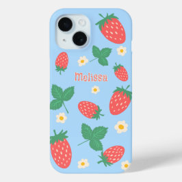 Persoonlijke Mini Aardbei Bloesem iPhone 15 Case