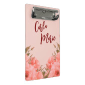 Persoonlijke mini klembord | Roze bloemendesign (Schuin)