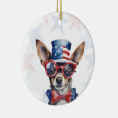 Persoonlijke Mini-Pinscher-hond voor 4 juli Keramisch Ornament (Rechts)