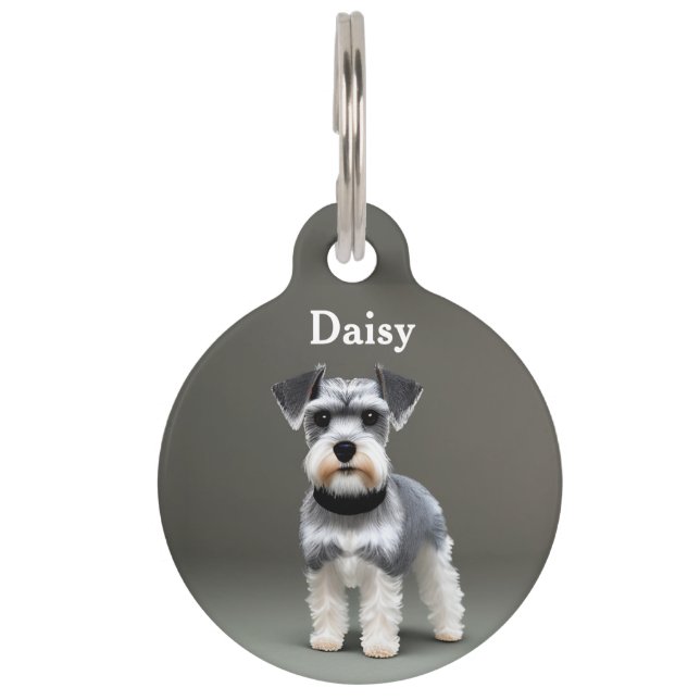 Persoonlijke Miniature Schnauzer Huisdierpenning (Voorkant)