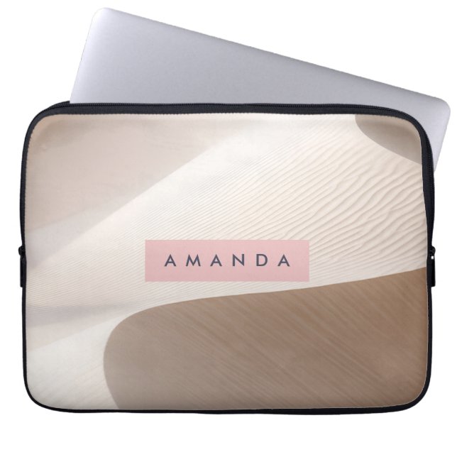 Persoonlijke Minimaal Woestijnduin Esthetisch Neut Laptop Sleeve (Voorkant)