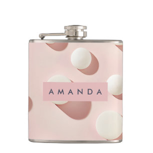 Persoonlijke Minimal Blush Roze Cirkels Stijl Heupfles