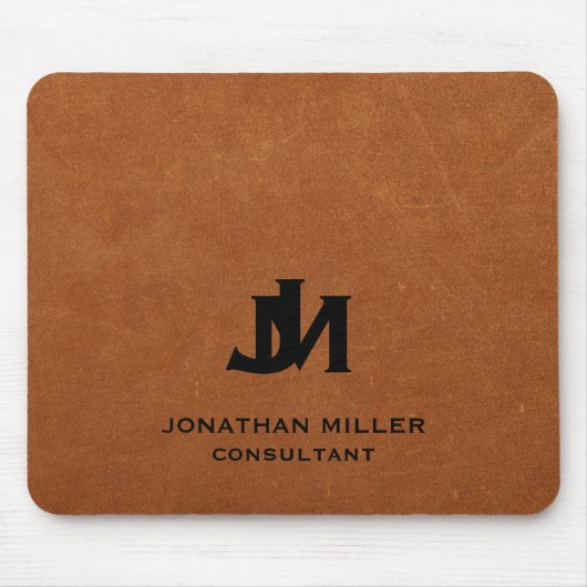 Persoonlijke Minimal Sable Leer Monogram Muismat (Voorkant)