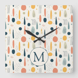 Persoonlijke Minimale Abstract Boho Pastelkleuren Vierkante Klok