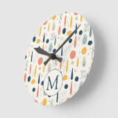 Persoonlijke Minimale Abstracte Boho Pastelkleuren Ronde Klok (Hoek)