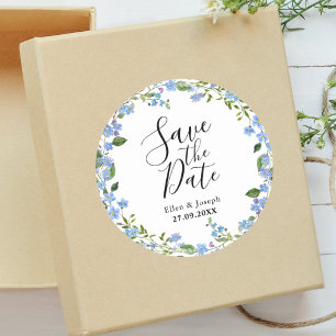 Persoonlijke Minimale Bloem Bruiloft Save The Date Ronde Sticker