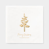 Persoonlijke Minimale Gouden Folie Kerstboom Servetten (Voorkant)