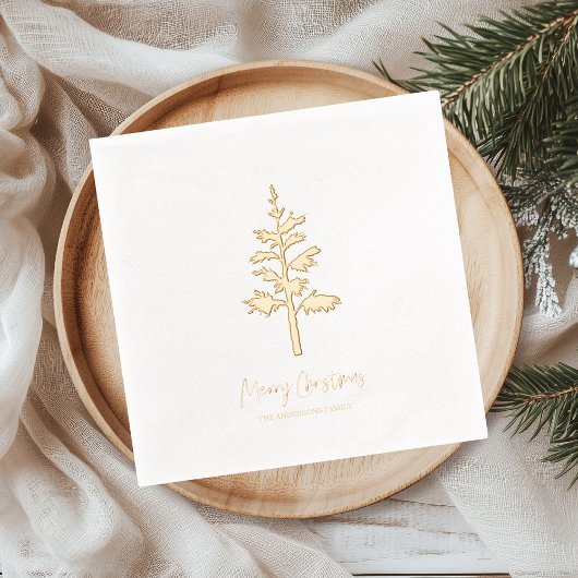 Persoonlijke Minimale Gouden Folie Kerstboom Servetten