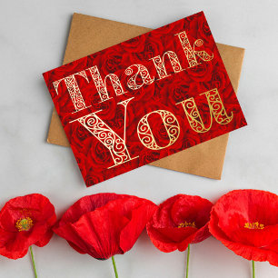 Persoonlijke minimale moderne Bourgogne Rood Dank  Folie Feestdagenkaart