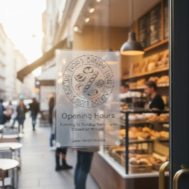 Persoonlijke minimale openingsuren bakkerij logo raamsticker