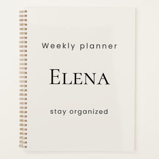 Persoonlijke Minimalistische Beige Weekplanner Planner (Voorkant)