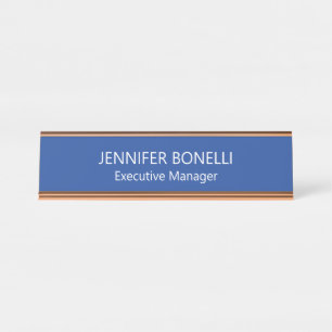 Persoonlijke minimalistische blauwe voeg je naam t bureau naambordje