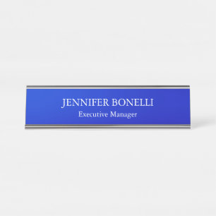 Persoonlijke minimalistische blauwe voeg je naam t bureau naambordje
