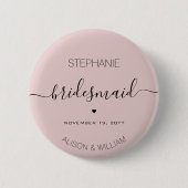 Persoonlijke Minimalistische Bruidsmeisje Geschenk Ronde Button 5,7 Cm (Voorkant)