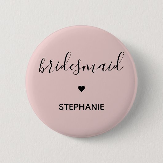 Persoonlijke Minimalistische Bruidsmeisje Geschenk Ronde Button 5,7 Cm (Voorkant)
