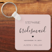 Persoonlijke Minimalistische Bruidsmeisje Geschenk Sleutelhanger (Voorkant)