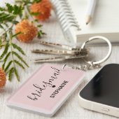 Persoonlijke Minimalistische Bruidsmeisje Geschenk Sleutelhanger (Voorkant Rechts)