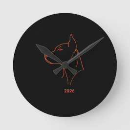 Persoonlijke Minimalistische Dobermann Lijn Kunst  Ronde Klok