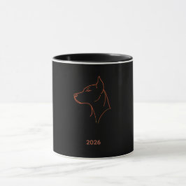 Persoonlijke Minimalistische Dobermann Lijnkunst M Mok