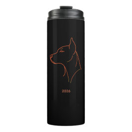 Persoonlijke Minimalistische Dobermann Lijnkunst M Thermosbeker