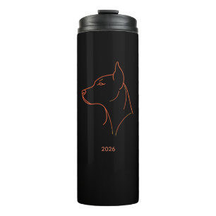 Persoonlijke Minimalistische Dobermann Lijnkunst M Thermosbeker