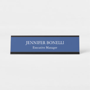 Persoonlijke minimalistische donkerblauwe voeg je bureau naambordje
