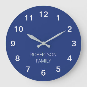 Persoonlijke Minimalistische Donkerblauwe Wandklok