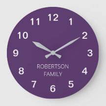Persoonlijke Minimalistische Donkerpaarse Wandklok