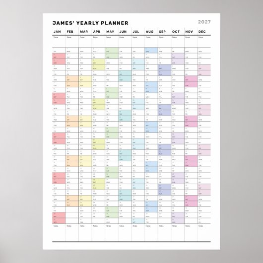 Persoonlijke Minimalistische Jaar Planner Poster (Voorkant)