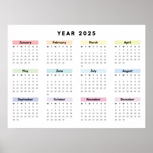 Persoonlijke Minimalistische Jaarkalender Poster (Voorkant)