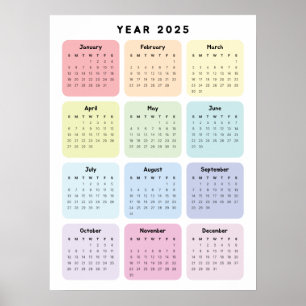 Persoonlijke Minimalistische Jaarplanner Kalender Poster