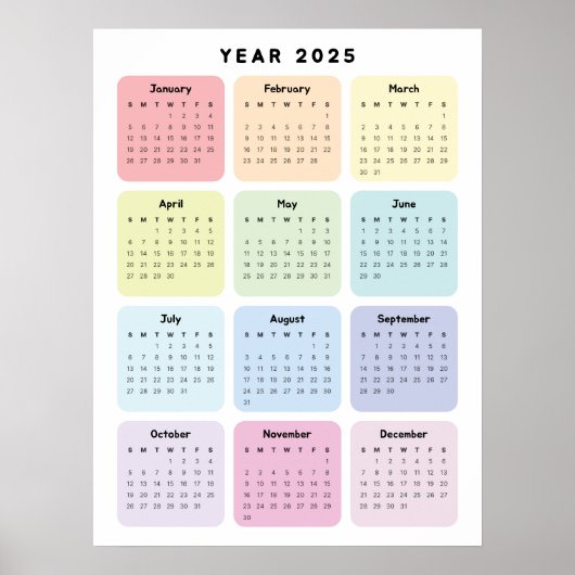 Persoonlijke Minimalistische Jaarplanner Kalender Poster (Voorkant)