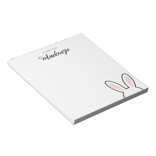 Persoonlijke Minimalistische Knuffel Konijn Oren P Notitieblok (Schuin)