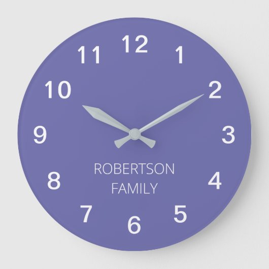 Persoonlijke minimalistische lavender Paarse wandk Grote Klok (Voorkant)