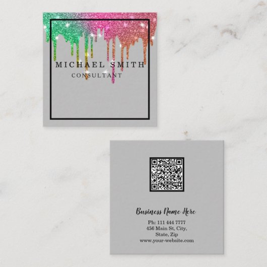 Persoonlijke minimalistische moderne QR-code Logo Vierkante Visitekaartje (Voorkant / Achterkant)