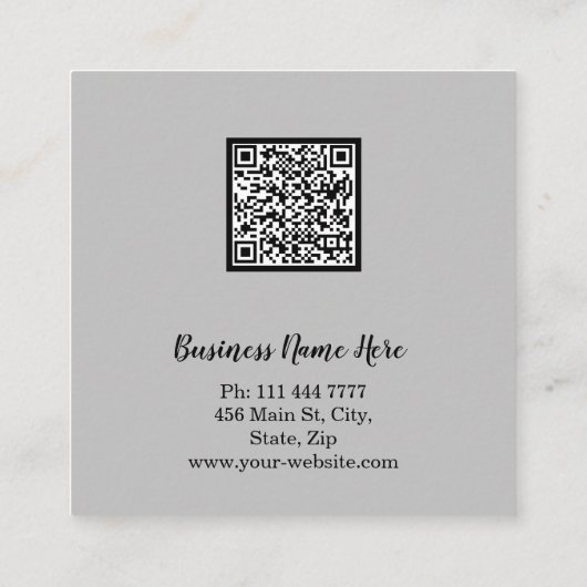 Persoonlijke minimalistische moderne QR-code Logo Vierkante Visitekaartje (Achterkant)