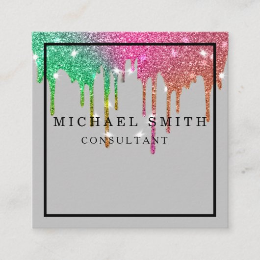 Persoonlijke minimalistische moderne QR-code Logo Vierkante Visitekaartje (Voorkant)