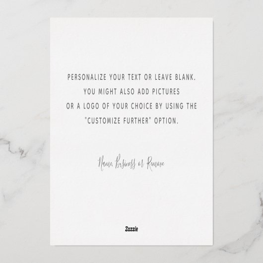 Persoonlijke minimalistische Moderne Wit Dank u Folie Feestdagenkaart (Achterkant)