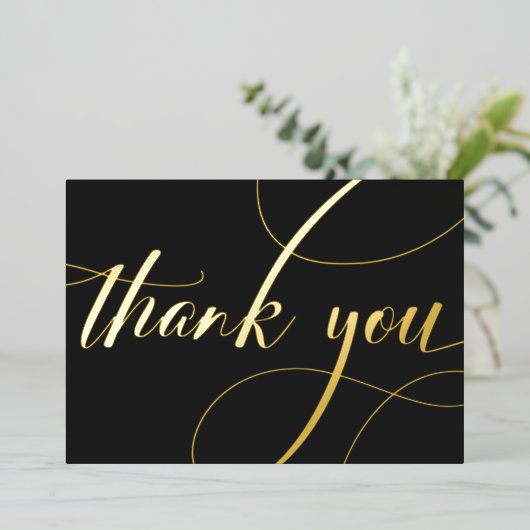 Persoonlijke Minimalistische Moderne Zwarte & Goud Folie Feestdagenkaart (Staand Voorkant)