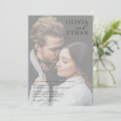 Persoonlijke minimalistische overlay-fotobruiloft kaart (Staand voorkant)