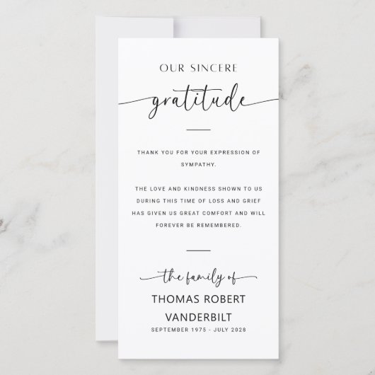 Persoonlijke Minimalistische Roukaarten Bedankjes Bedankkaart (Voorkant)