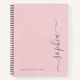 Persoonlijke Minimalistische Roze Aangepaste Naam Notitieboek