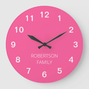 Persoonlijke Minimalistische Roze Wandklok