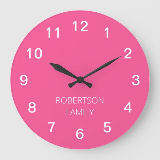 Persoonlijke Minimalistische Roze Wandklok (Voorkant)