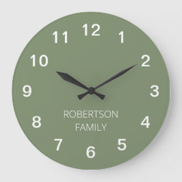 Persoonlijke minimalistische Sage Green Wall-klok Grote Klok